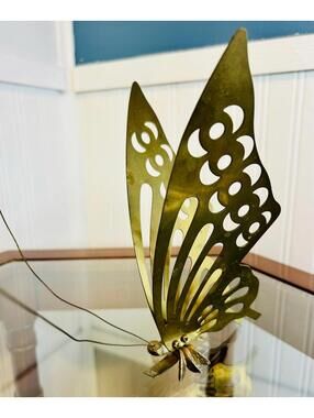 Vintage Brass Butterfly Wall Decor Pierced Wings Boho MCM Accent